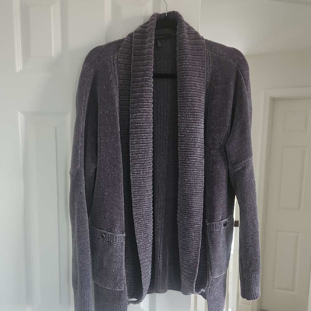 Whbm, Medium so soft Chennille gray open Cardigan Dry Cleaned For U. Exec. Cond.